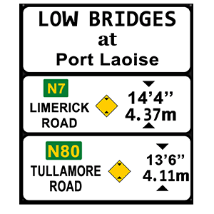 Advance information sign for low clearance