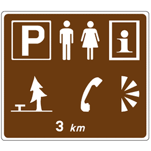 Advance sign for facilities in lay-by