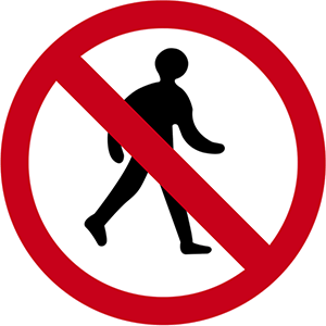 No entry for pedestrians to tramway