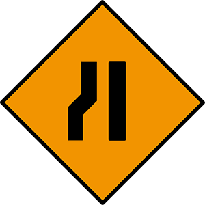 Road narrows from left