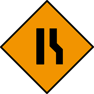 Road narrows from right