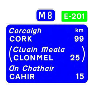 Route confirmatory sign with Euro Route marker plate