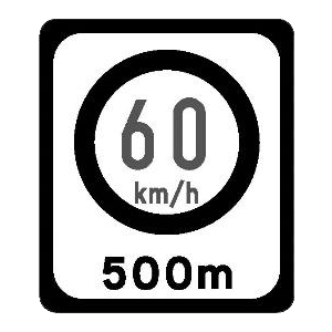 Speed limit change ahead