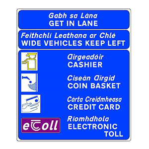 Toll plaza information sign