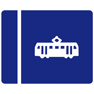 Tram lane on right