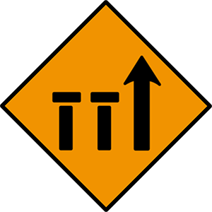 Two nearside lanes (of three) closed. Two alternative styles